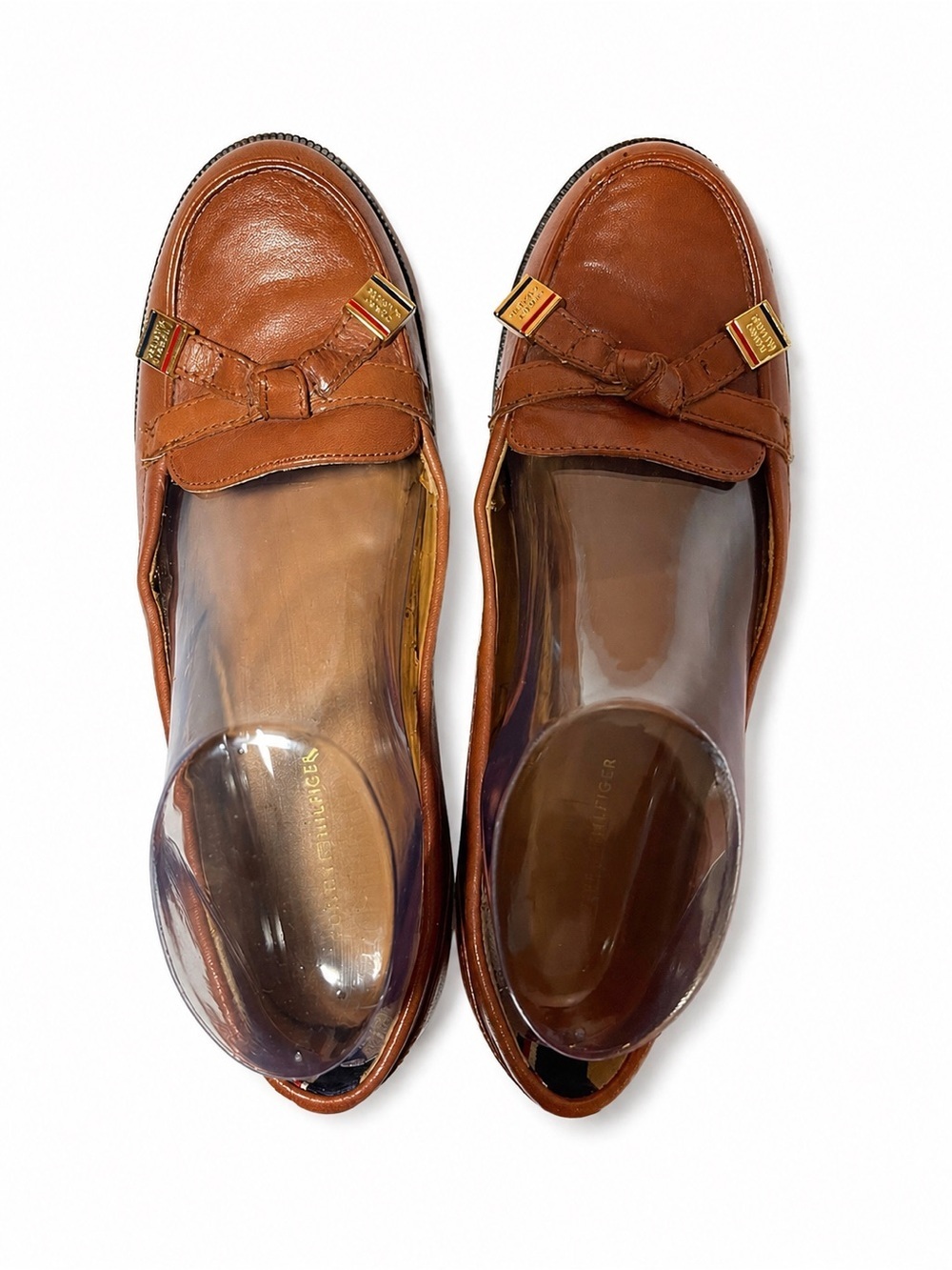 Tommy Hilfiger Brown Leather Loafers with Gold Hardware